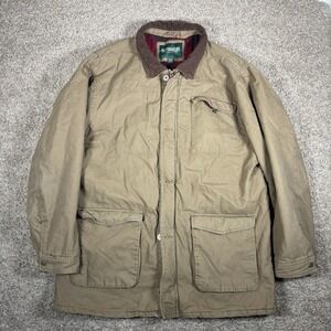 Outdoor Life Men Barn XL Chore Coat Jacket Corduroy Collar Zipper Button Tan
